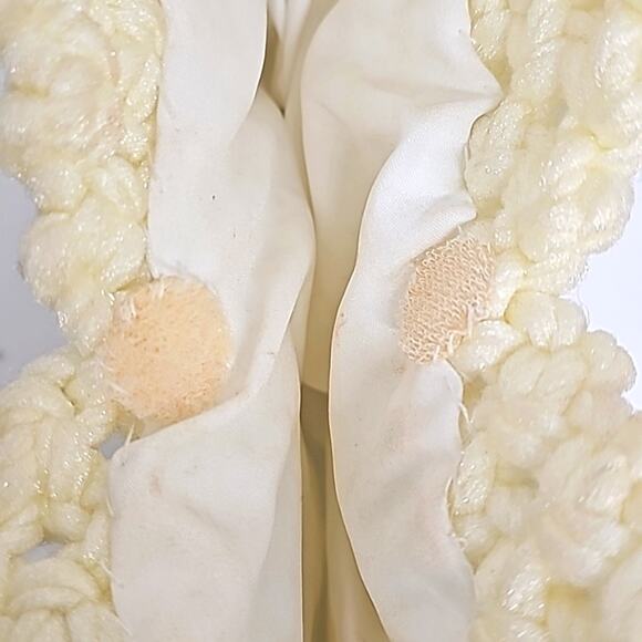 Macrame Crochet Knit Womens Handbag Purse Ivory Peel & Stick Closure 10" x 7.75" - Picture 8 of 11